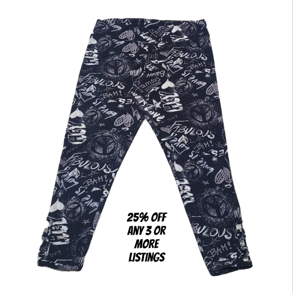 Stylish Black Graphic Leggings Plus Size 2X Loungewear Athleisure Lounge Stripe